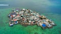 Aerial shot of the Santa Cruz del Islote island in Colombia Royalty Free Stock Photo