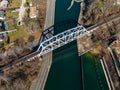 Aerial shot of the Shinnecock Bridge on Long Island, in Hampton Bays on a sunny day