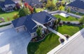 Aerial shot of single-family home in the fall