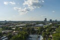 aerial shot of skyscrapers, office buildings and hotels in the city skyline in, the Georgia Institute of Technology campus