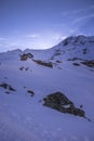 Aerial shot of the snowy Otztal valley in Austria Royalty Free Stock Photo