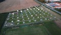 Aerial shot of solar powerplant destroyed by strong tornadic wind in Vlasatice, Czech Republic