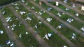 Aerial shot of solar powerplant destroyed by strong tornadic wind in Vlasatice, Czech Republic