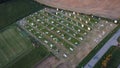 Aerial shot of solar powerplant destroyed by strong tornadic wind in Vlasatice, Czech Republic