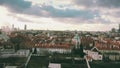 Aerial view of St. Kazimierz Church and Church of St. Benon within Warsaw townscape, Poland