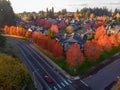 Aerial shot of a street intersection in Hillsboro, Oregon.