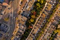 Aerial shot of the streets surrounded by buildings under the sunlight in Amsterdam, the Netherlands Royalty Free Stock Photo