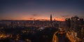 Aerial shot of Taipei cityscape at night