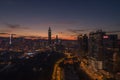 Aerial shot of Taipei cityscape at night