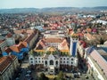 Aerial shot of Targu Mures city town hall Royalty Free Stock Photo