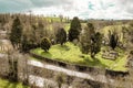 Aerial shot of the Tassagh Old Graveyard in Armagh, Norther Ireland. Royalty Free Stock Photo