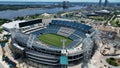 Aerial shot of the TIAA Bank Field football stadium in Jacksonville