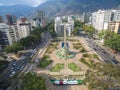 Aerial shot of the tower in Plaza Francia, Miranda, Venezuela