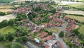 Aerial shot of a town in Nottinghamshire, UK