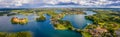 Aerial shot of the Trakai Island Castle in lake Galve in Trakai, Lithuania Royalty Free Stock Photo