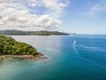 Aerial shot of the tropical beach Playa Arenillas in Costa Rica in peninsula Papagayo coast in guanacaste Royalty Free Stock Photo