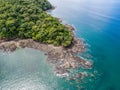 Aerial shot of the tropical beach Playa Arenillas in Costa Rica in peninsula Papagayo coast in guanacaste Royalty Free Stock Photo