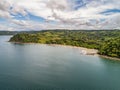 Aerial shot of the tropical beach Playa Arenillas in Costa Rica in peninsula Papagayo coast in guanacaste Royalty Free Stock Photo