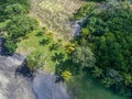 Aerial shot of the tropical beach Playa Arenillas in Costa Rica in peninsula Papagayo coast in guanacaste Royalty Free Stock Photo