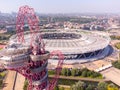 Aerial shot of the West Ham London Stadium with the surroundings