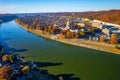 Aerial shot of the West Virginia State Capitol building and downtown Charleston in autumn. Royalty Free Stock Photo