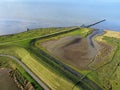 Aerial shot of Wester-Spatinge wetland at hide tide in the Wadden sea in Germany