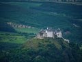 Aerial shot of the white medieval castle of Fuzer (FÃ¼zÃ©r) Hungary