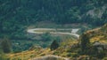 Aerial shot of winding roads in Pyrenees near French Andorra border. Royalty Free Stock Photo