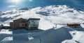 Aerial shot of Zermatt ski resort, Swiss Alps, on a sunny day. Royalty Free Stock Photo