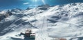 Aerial shot of Zermatt ski resort, Swiss Alps, on a sunny day. Royalty Free Stock Photo