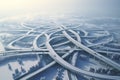 Aerial shots of winter roadways and