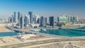 Aerial skyline of Abu Dhabi city centre from above