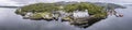 Aerial skyline of the beautiful historic harbour village of Crinan