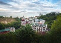 Aerial skyline of Kyv with St. Andrew`s church - Kiev, Ukraine Royalty Free Stock Photo