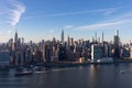 Aerial Midtown Manhattan New York City Skyline along the East River Royalty Free Stock Photo