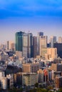 Aerial skyscraper view of office building and downtown and cityscape of Tokyo city with blue sly and cloud background. tokyo, Royalty Free Stock Photo