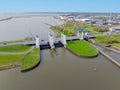 Aerial from sluices at Krabbersgat near Enkhuizen in the Netherlands
