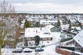 Aerial from snowy town Huizen in the Netherlands in winter Royalty Free Stock Photo