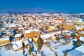 Aerial snowy winter view of Krizevci