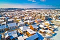 Aerial snowy winter view of Krizevci Royalty Free Stock Photo