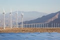 Aerial Solar Farm and Turbines in California Desert Royalty Free Stock Photo