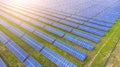 Aerial. Solar panels farm. Green energy production.