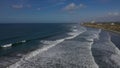 Aerial Southern California Carlsbad beach surf coast cliff 4K 283