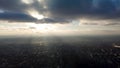 Aerial Kharkiv city center cityscape with epic sky