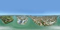 Aerial spherical panorama Miami Beach homes on waterfront island Royalty Free Stock Photo