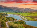 Aerial spring view of Butrint National Park with Venetian Triangle Castle.