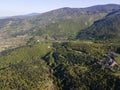 Aerial spring view of Rhodopes Mountain near town of Kuklen, Bulgaria