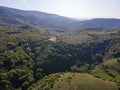 Aerial spring view of Rhodopes Mountain near town of Kuklen, Bulgaria