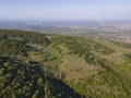 Aerial spring view of Rhodopes Mountain near town of Kuklen, Bulgaria Royalty Free Stock Photo