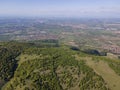 Aerial spring view of Rhodopes Mountain near town of Kuklen, Bulgaria Royalty Free Stock Photo